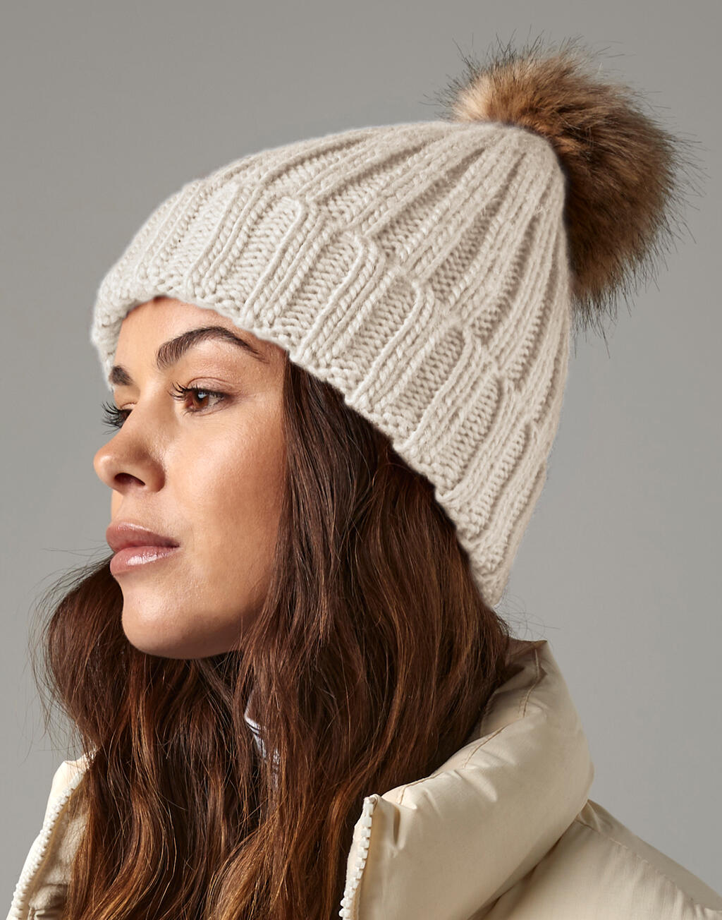 Fur Pop Pom Beanie