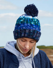 Corkscrew Pom Pom Beanie