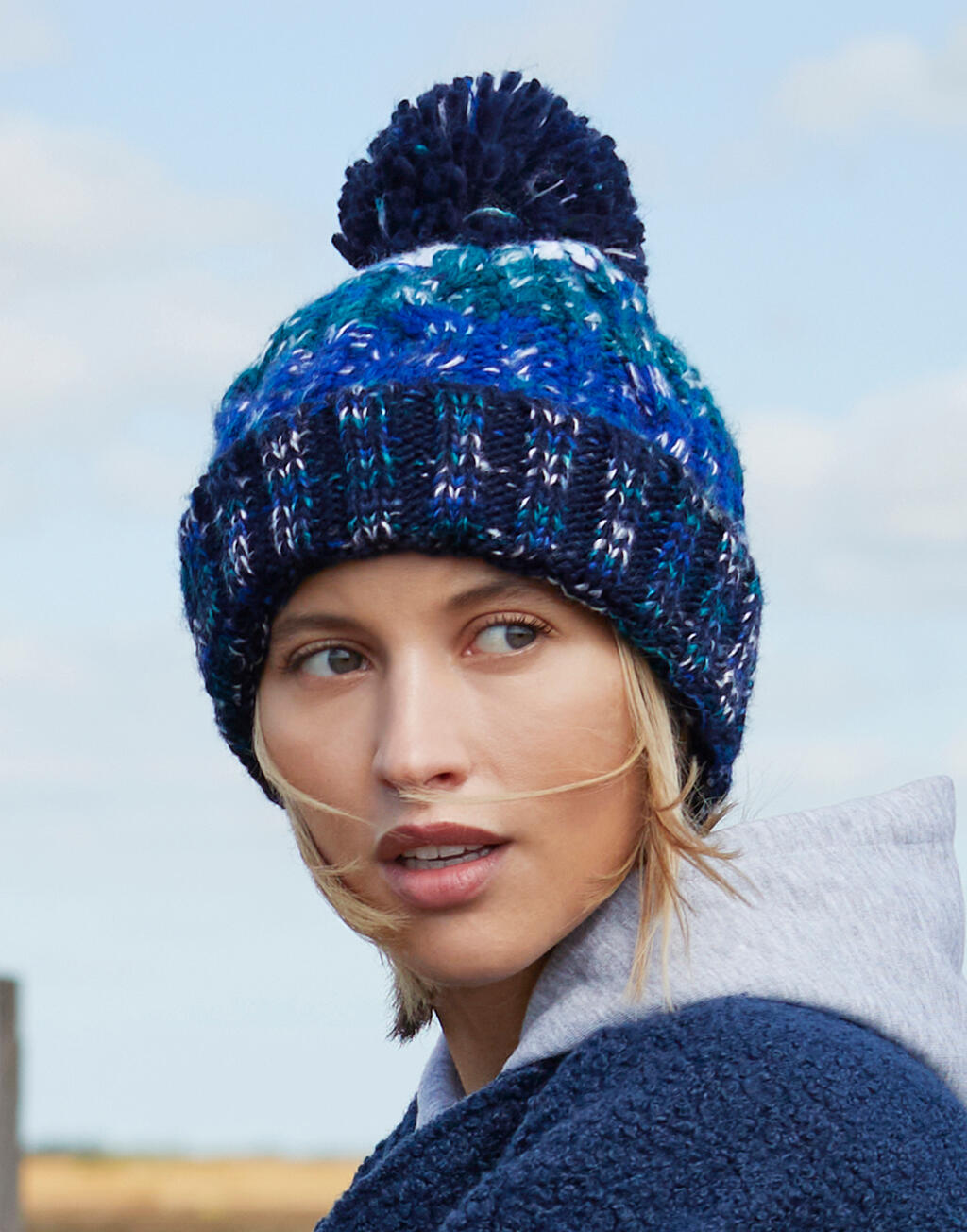 Corkscrew Pom Pom Beanie