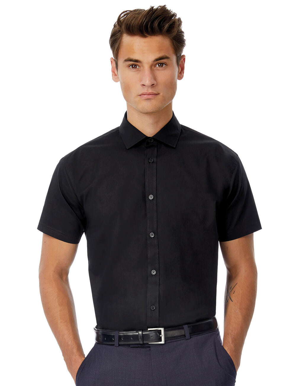 Black Tie Poplin Shirt