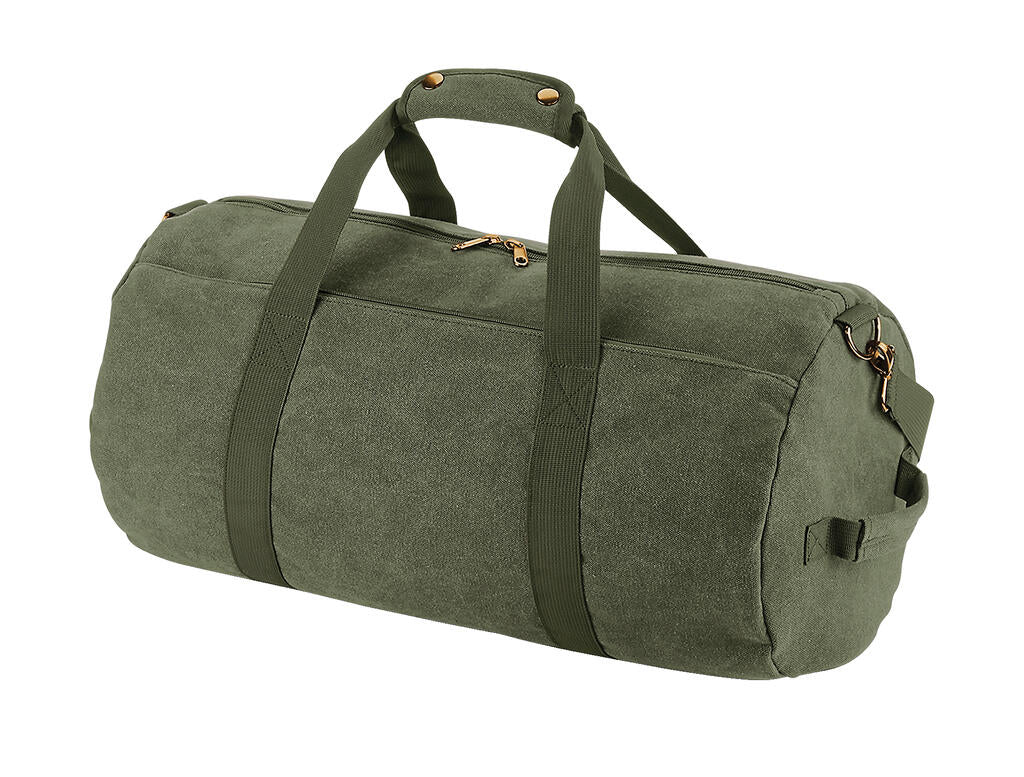 Vintage Canvas Barrel Bag