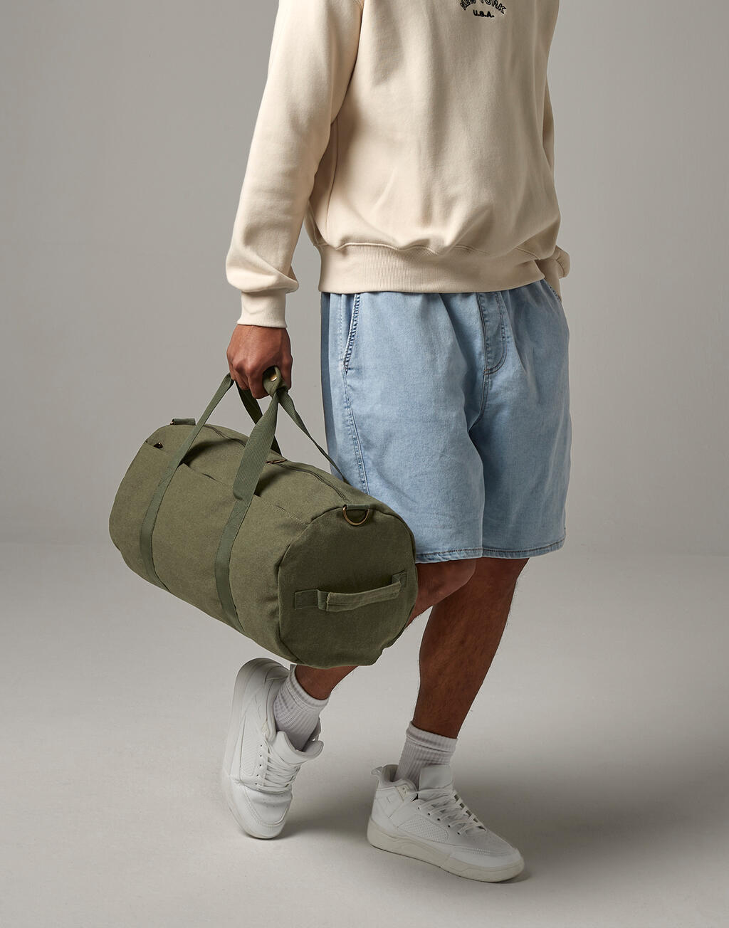 Vintage Canvas Barrel Bag