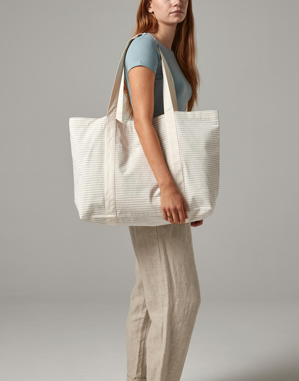 Gestreifter Baumwoll Shopper