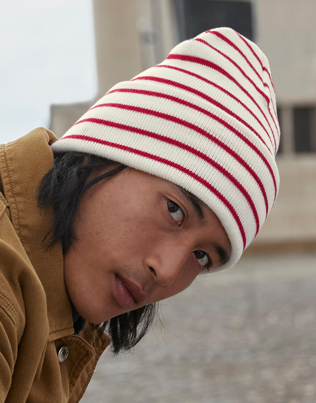 Deep Cuffed Striped Beanie